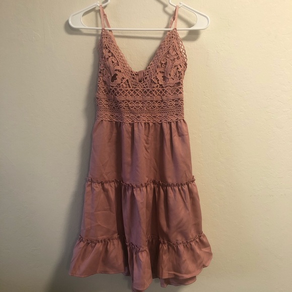 lace panel tiered seam cami dress